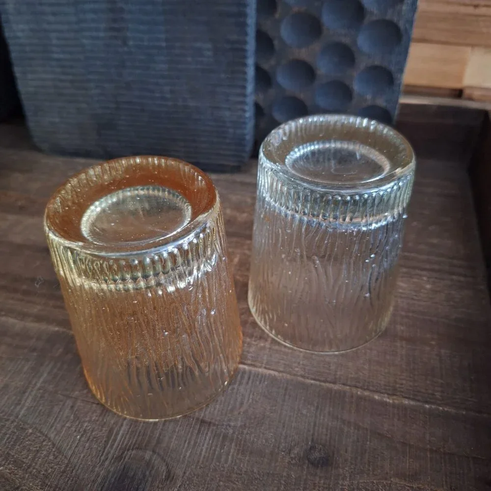 Textured Glass Tumblers Tree Bark Design Brown Tint Rustic Vintage Replacements